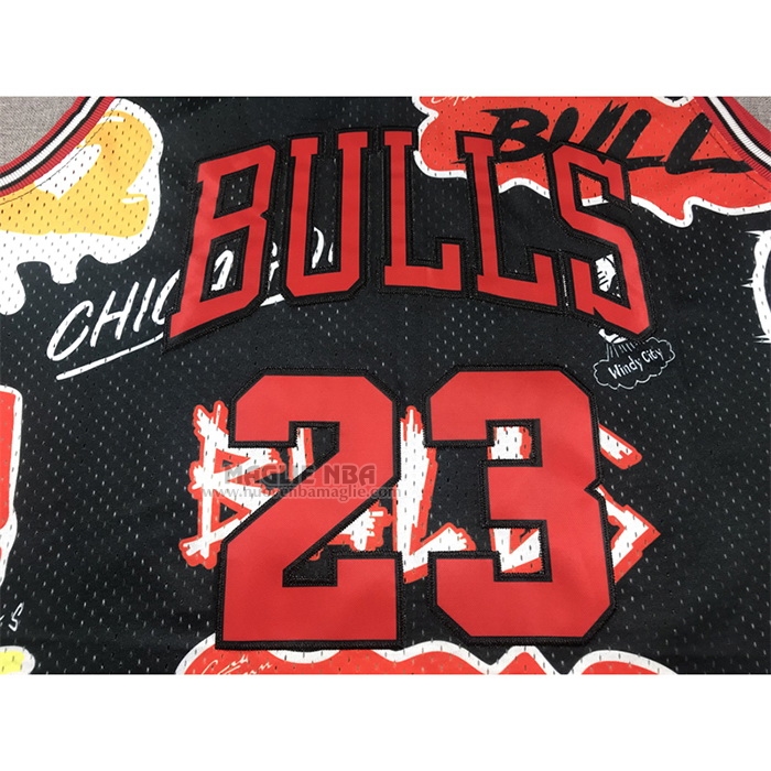 Maglia
 Michael Jordan NO 23 Chicago Bulls Mitchell & Ness Slap Sticker 1997-98 Nero
